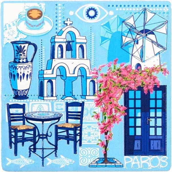 ΜΑΓΝΗΤΑΚΙ ΤΕΤΡΑΓ. ΕΚΚΛΗΣΙΑ ΚΑΙ ΑΝΕΜΟΜΥΛΟΣ ΠΑΡΟΣ /7,5Χ7,5ΕΚ /ΣΥΣΚ10