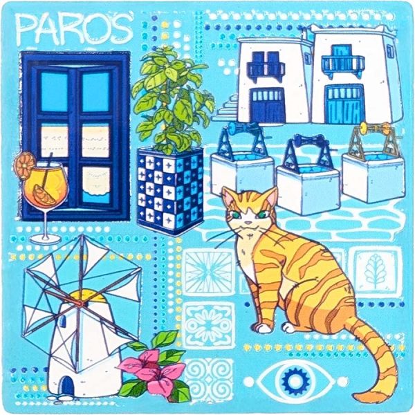 ΜΑΓΝΗΤΑΚΙ ΤΕΤΡΑΓ. ΓΑΤΟΥΛΑ ΚΑΙ ΑΝΕΜΟΜΥΛΟΣ ΠΑΡΟΣ /7,5Χ7,5ΕΚ /ΣΥΣΚ10