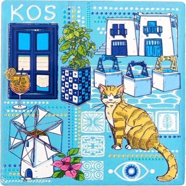 ΜΑΓΝΗΤΑΚΙ ΤΕΤΡΑΓ. ΓΑΤΟΥΛΑ ΚΑΙ ΑΝΕΜΟΜΥΛΟΣ ΚΩΣ ΧΡΥΣΟ /7,5Χ7,5ΕΚ /ΣΥΣΚ10