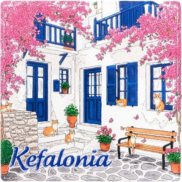 MAGNET SQUARE LOCAL STREET KEFALONIA  7,5Χ7,5CM