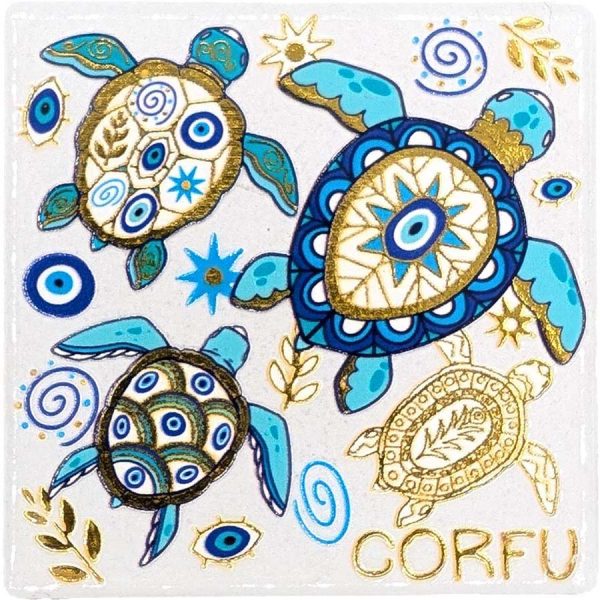 ΜΑΓΝΗΤΑΚΙ ΤΕΤΡΑΓ. ΧΕΛΩΝΙΤΣΕΣ ΚΕΡΚΥΡΑ ΧΡΥΣΟ /7,5Χ7,5ΕΚ /ΣΥΣΚ10