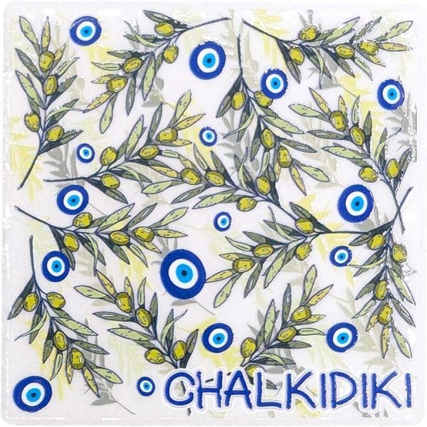 ΜΑΓΝΗΤΑΚΙ ΤΕΤΡΑΓ. ΦΥΛΛΑ ΕΛΙΑΣ ΚΑΙ ΜΑΤΑΚΙΑ ΧΑΛΚΙΔΙΚΗ /7,5Χ7,5ΕΚ /ΣΥΣΚ10