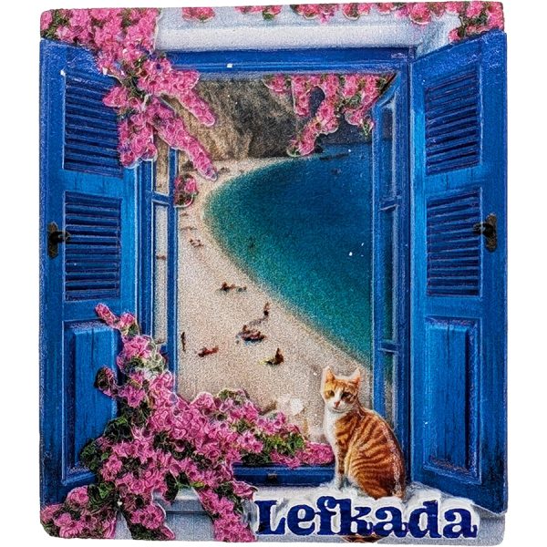 ΜΑΓΝΗΤΑΚΙ ΠΑΡΑΘΥΡΟ ΜΕ ΓΑΤΑ LEFKADA /ΣΥΣΚ10