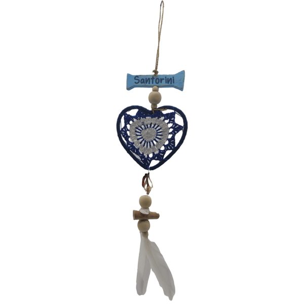 HANGING HEART SANTORINE  13X40CM