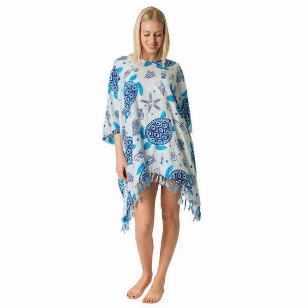 KAFTAN WITH TURTLES AND SHELLS  ONE SIZE