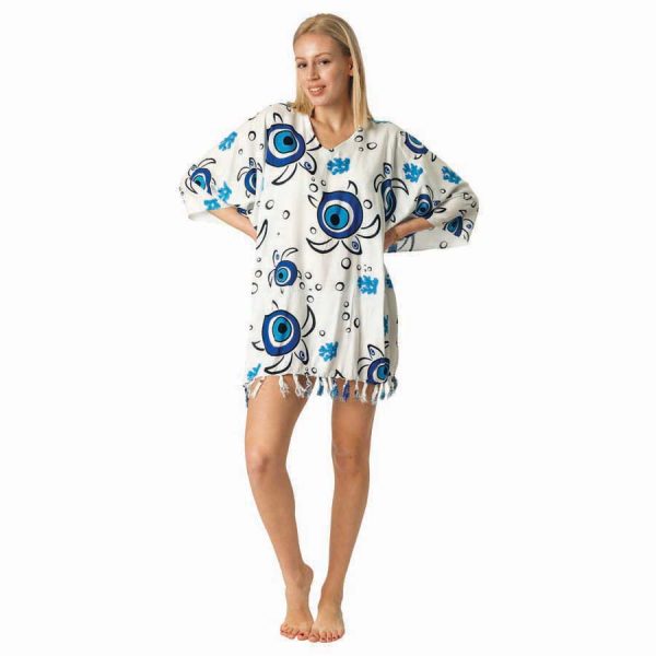 KAFTAN WITH TURTLES AND EYES  ONE SIZE