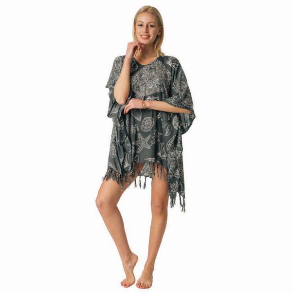 KAFTAN WITH TURTLES AND STARFISHES  ONE SIZE