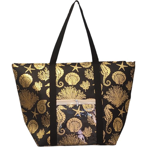 ΤΣΑΝΤΑ ΘΑΛΑΣΣΗΣ ΙΠΠΟΚΑΜΠΟΣ /60X40Χ20ΕΚ /ΜΑΥΡΟ-ΧΡΥΣΟ