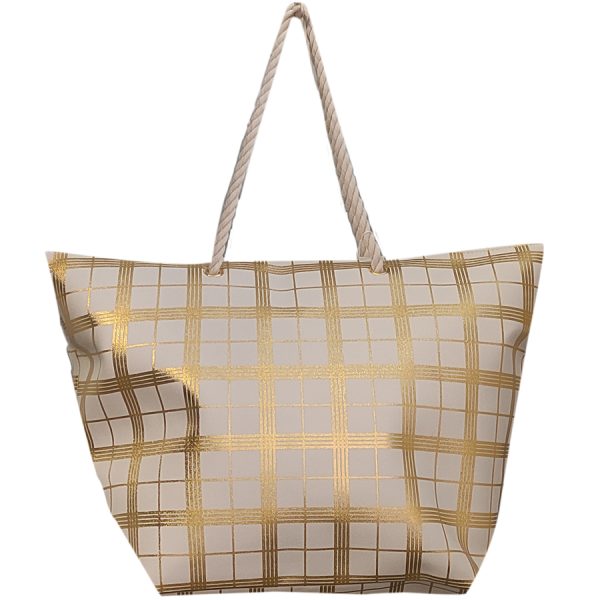 ΤΣΑΝΤΑ ΘΑΛΑΣΣΗΣ ΚΑΡΟ /60Χ40Χ20ΕΚ /ΛΕΥΚΟ-ΧΡΥΣΟ