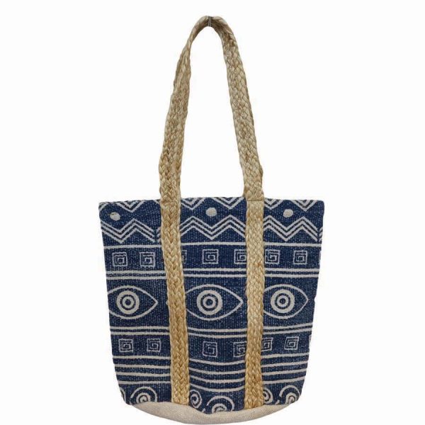 ΤΣΑΝΤΑ ΘΑΛΑΣ. ΨΑΘΙΝΗ ΜΕ ΜΑΤΙΑ ΜΠΛΕ /35X40ΕΚ