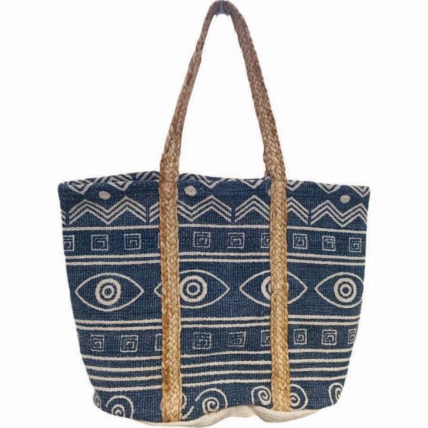 ΤΣΑΝΤΑ ΘΑΛΑΣ. ΨΑΘΙΝΗ ΜΕ ΜΑΤΙΑ ΜΠΛΕ /40Χ60ΕΚ