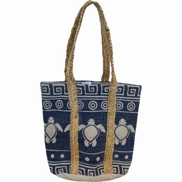 ΤΣΑΝΤΑ ΘΑΛΑΣ. ΨΑΘΙΝΗ ΜΕ ΧΕΛΩΝΙΤΣΕΣ ΜΠΛΕ /35X40ΕΚ