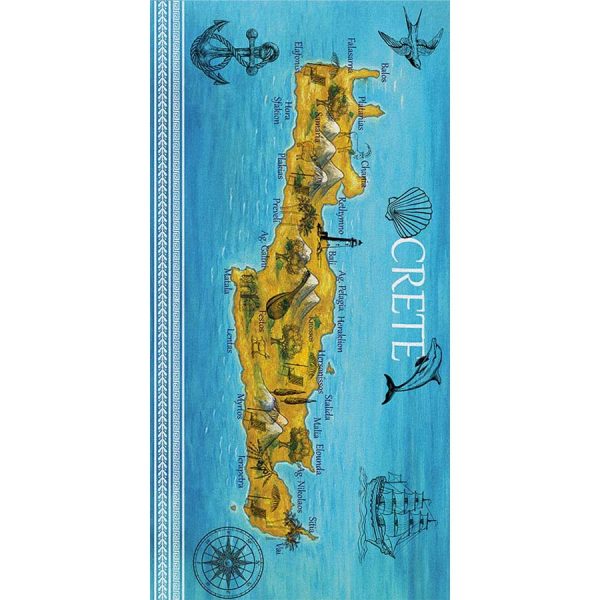 BATH TOWEL MAP CRETE /75C150CM