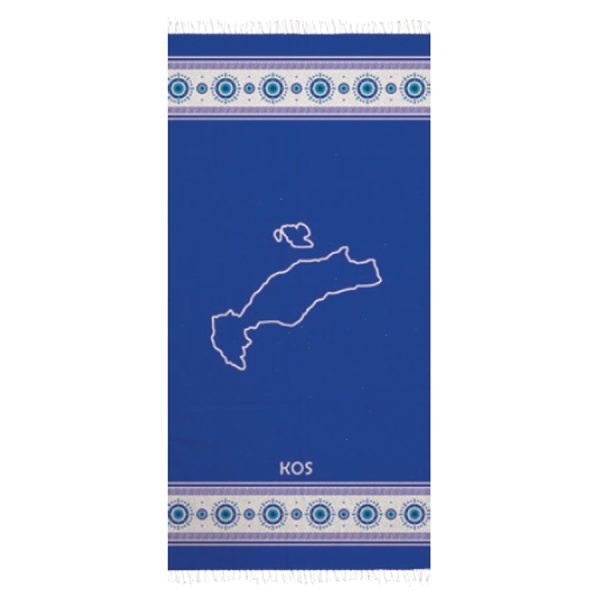 ΠΕΤΣΕΤΑ ΘΑΛΑΣΣΗΣ PESTEMAL ΜΕ ΧΑΡΤΗ KOS ΜΠΛΕ /90Χ180ΕΚ /ΣΥΣΚ3