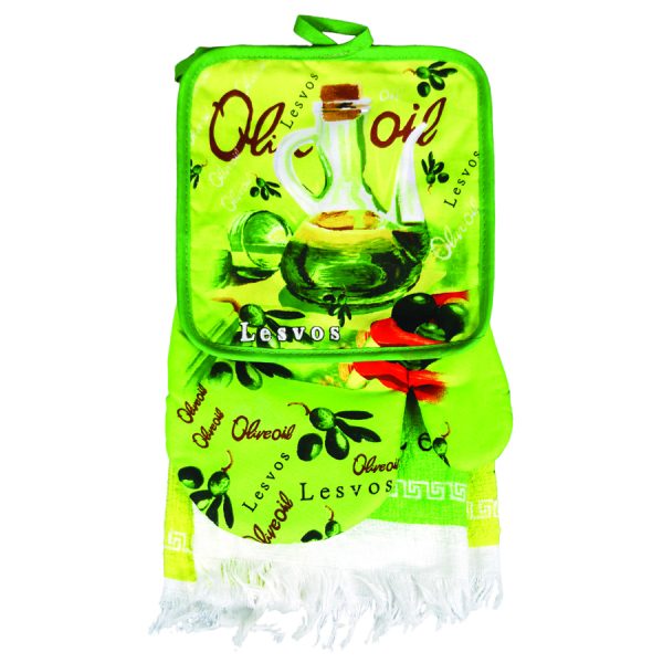 ΠΕΤΣΕΤΑ & ΓΑΝΤΙ ΚΟΥΖΙΝΑΣ "OLIVE LESVOS" ΣΕΤ3 /ΚΙΤΡΙΝΟ
