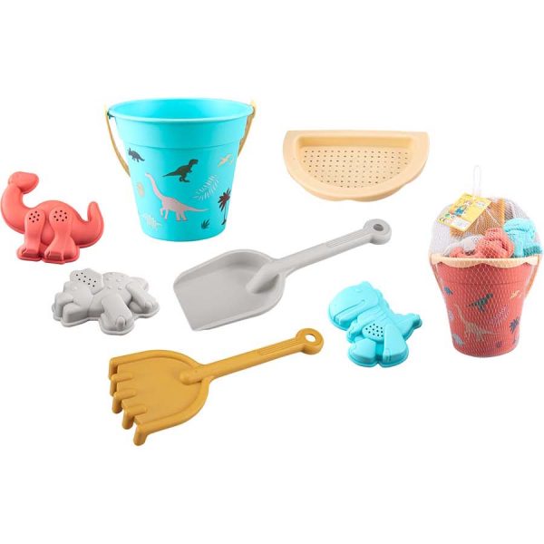 BEACH BUCKET DINOSAUR IN NET BAG SET7 /18,5Χ18,5Χ32CM