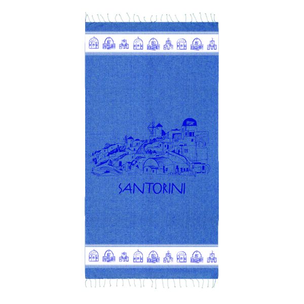 ΠΕΤΣΕΤΑ PESTEMAL ΜΕ ΤΟΠΙΟ SANTORINI ΜΠΛΕ /90Χ180ΕΚ /ΣΥΣΚ3