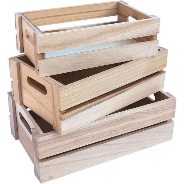 BOX WOODEN  30,5Χ18,5Χ10,5-27,5Χ16,5Χ9-24,5Χ14,5Χ7,5CM
