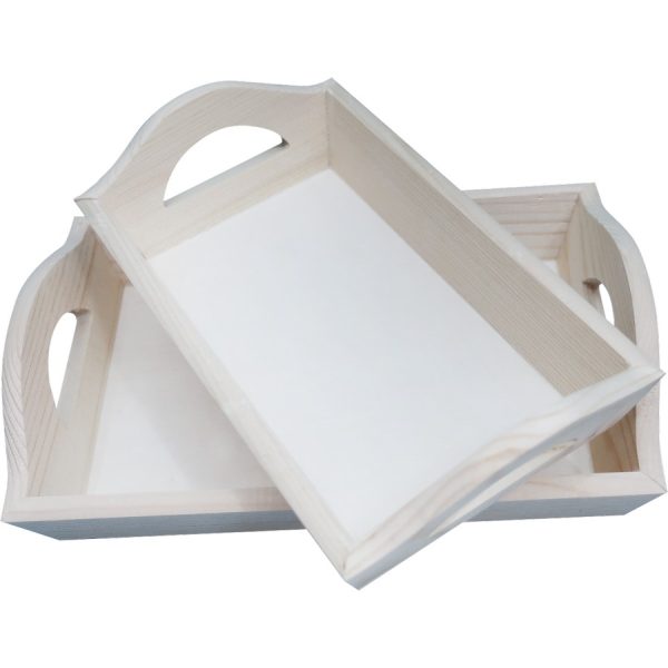 WOOD TRAY SET/2  21Χ13Χ5-19Χ11Χ5
