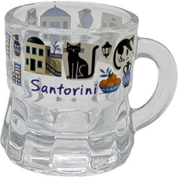 SHOT GLASS WITH CATS SANTORINI /4,5Χ4CM