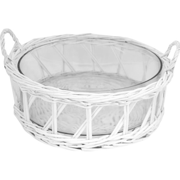 WILLOW TRAY WHITE COLOUR WITH GLASS  36Χ20CM